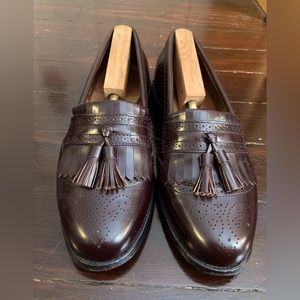 Allen Edmonds Mens 9.5C Bridgeton Leather Kiltie Tassel Loafers Burgundy